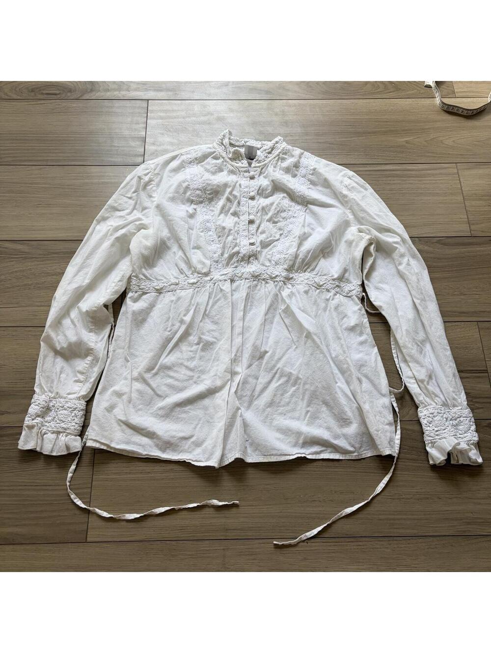 Y2K COTTON COTTAGE BABYDOLL BOHO BLOUSE